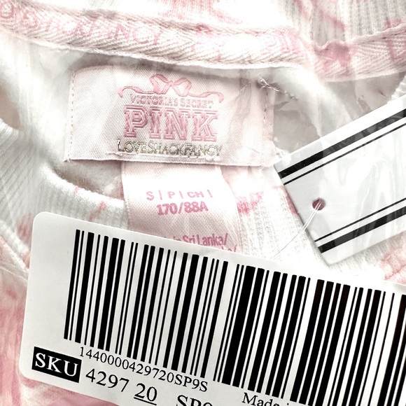 NWT 🌸PINK x LoveShackFancy🌸 Pink & White Oversized Signature Sweatshirt Size S - Picture 8 of 15